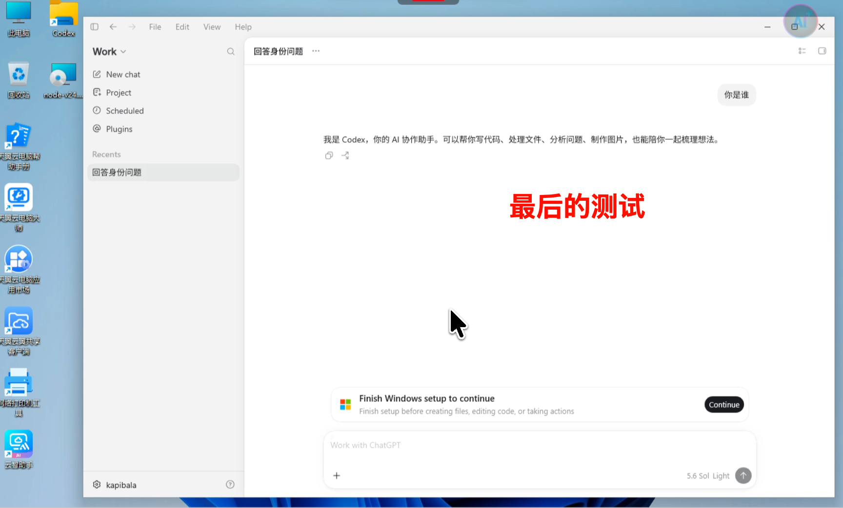在 Windows Codex 桌面端中完成最终测试